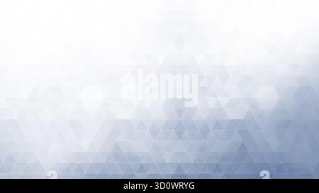 Abstrakter Hintergrund aus vielen Schichten weiß, hellgrau und gedämpften blauen Dreiecken. Hintergrund mit geometrischer Dreiecksform im Vollformat mit Kopierraum. Stockfoto
