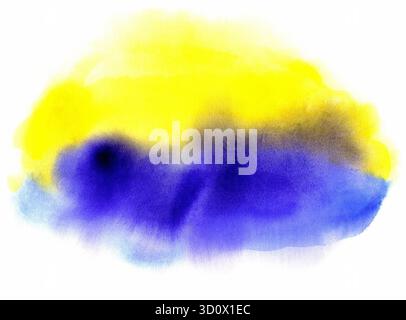 Helles abstraktes gelbes und blaues Aquarellhintergrund Stockfoto