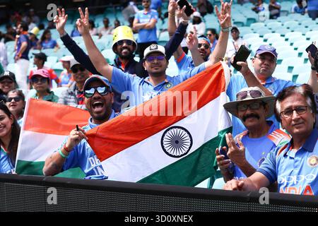 Sydney Cricket Ground, Sydney, Australien. Oktober 2025. One Day International Cricket, Australien gegen Indien; Indien Cricket Fans unterstützen ihr Land Credit: Action Plus Sports/Alamy Live News Stockfoto