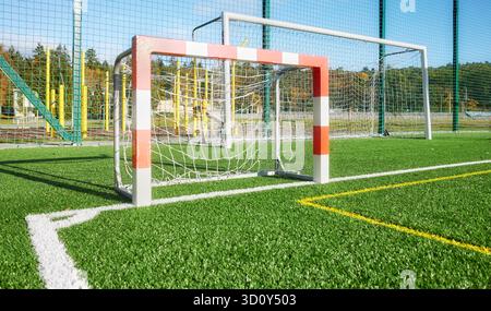 Foto eines Fußballtrainingsfeldes. Stockfoto