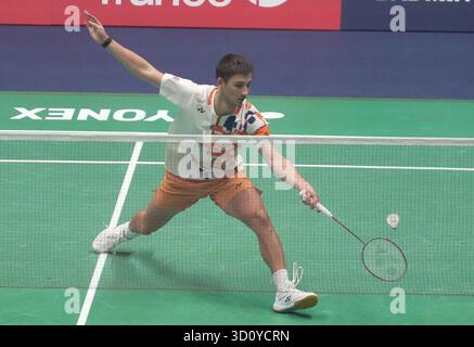 Cesson Sevigne, Frankreich. Oktober 2025. Christo Popov aus Frankreich während der Yonex French Open 2025, Internationaux de France de Badminton, HSBC BWF World Tour Super 750 am 24. Oktober 2025 in der Glaz Arena in Cesson-Sevigne bei Rennes, Frankreich. Foto: Laurent Lairys/ABACAPRESS.COM Credit: Abaca Press/Alamy Live News Stockfoto