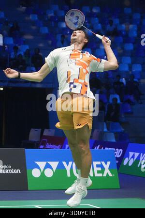 Cesson Sevigne, Frankreich. Oktober 2025. Christo Popov aus Frankreich während der Yonex French Open 2025, Internationaux de France de Badminton, HSBC BWF World Tour Super 750 am 24. Oktober 2025 in der Glaz Arena in Cesson-Sevigne bei Rennes, Frankreich. Foto: Laurent Lairys/ABACAPRESS.COM Credit: Abaca Press/Alamy Live News Stockfoto