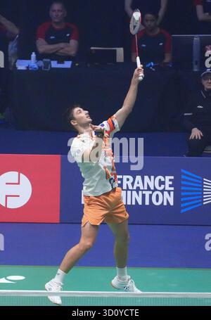 Cesson Sevigne, Frankreich. Oktober 2025. Christo Popov aus Frankreich während der Yonex French Open 2025, Internationaux de France de Badminton, HSBC BWF World Tour Super 750 am 24. Oktober 2025 in der Glaz Arena in Cesson-Sevigne bei Rennes, Frankreich. Foto: Laurent Lairys/ABACAPRESS.COM Credit: Abaca Press/Alamy Live News Stockfoto