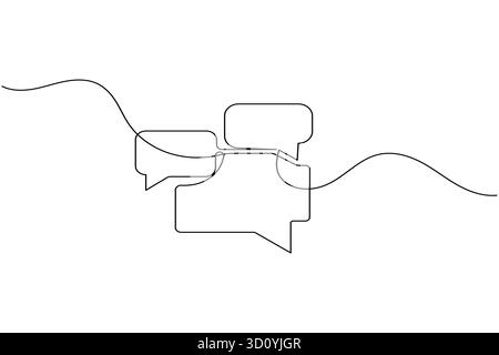 Symbol für Sprach-Blasenbotschaft durchgehende einzeilige Zeichnung minimalistischer dünner linearer Vektorgrafik Stock Vektor