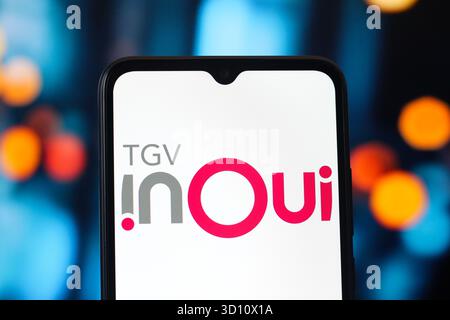 Kanada. Oktober 2025. In dieser Abbildung wird das TGV inOui-Logo auf einem Smartphone-Bildschirm angezeigt. (Credit Image: © Thomas Fuller/SOPA Images via ZUMA Press Wire) NUR REDAKTIONELLE VERWENDUNG! Nicht für kommerzielle ZWECKE! Stockfoto