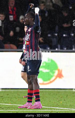 Lüttich, Belgien. Oktober 2025. Lüttich Oumar Diouf feiert nach einem Torschuss während eines Fußballspiels zwischen RFC Lüttich und RWDM Brüssel am Samstag, den 25. Oktober 2025 in Lüttich, am 11. Tag der 2. Division der Challenger Pro League 2025-2026 1B der belgischen Meisterschaft. BELGA FOTO JILL DELSAUX Credit: Belga News Agency/Alamy Live News Stockfoto