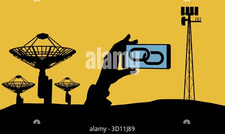 Mobiltelefone haben ein Netzwerk von Technologie hinter sich. Stock Vektor