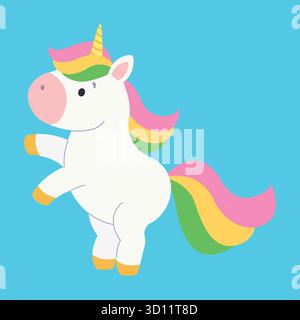 Niedliches Einhorn. Isolierter Hintergrund. Vektorabbildung mit flachem Stil. Stock Vektor