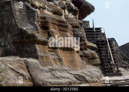 Ein Besuch der archäologischen Stätte Malinalco, Mexiko. Stockfoto