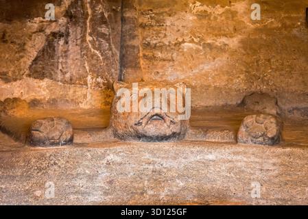 Ein Besuch der archäologischen Stätte Malinalco, Mexiko. Stockfoto