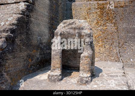 Ein Besuch der archäologischen Stätte Malinalco, Mexiko. Stockfoto