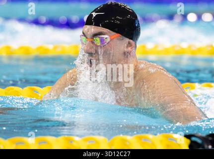 Toronto, Kanada. Oktober 2025. Caspar Corbeau aus den Niederlanden tritt am 25. Oktober 2025 im 200-m-Brustfinale der Männer bei der World Aquatics Swimming World Cup 2025 in Toronto, Kanada, an. Quelle: Zou Zheng/Xinhua/Alamy Live News Stockfoto