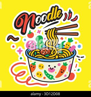 Nudel-Doodle-Vektor-Set Stock Vektor