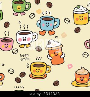 Nahtloses Musterset für Kaffeepause Stock Vektor