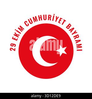 Türkische Flagge mit Halbmond und Stern feiert 29 ekim cumhuriyet bayrami republic Day einen Nationalfeiertag, der Unabhängigkeit und Demokratie in einer fes geehrt Stock Vektor