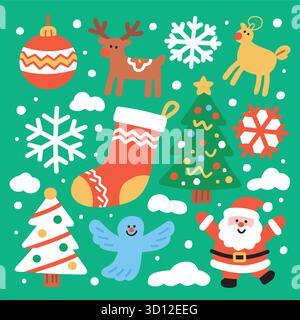 Weihnachtsdesign-Muster-Vektor-Set Stock Vektor