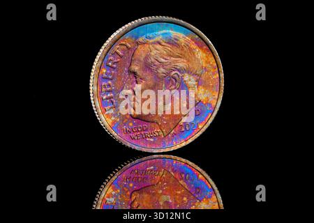 2021 US-Dollar-Münze mit Präsident Roosevelt auf der Vorderseite Stockfoto
