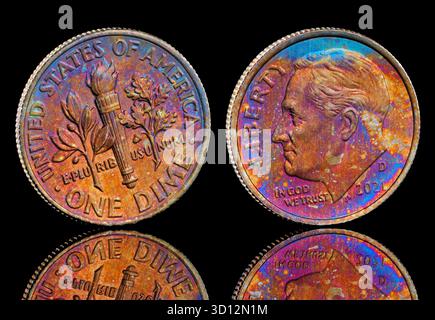 2021 US-Dollar-Münze mit Präsident Roosevelt auf der Vorderseite Stockfoto