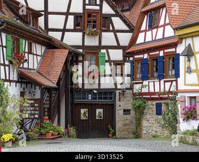 Historische Fachwerkhäuser, Rottenburg am Neckar, Baden-Württemberg, Deutschland Stockfoto