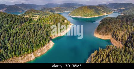 Luftaufnahme mit dem Zaovine-See auf dem Tara-Gebirge in Serbien Stockfoto