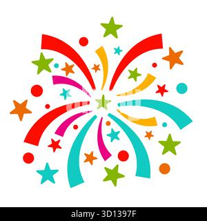 Buntes Feuerwerk Burst Celebration Vektor. Perfekt für Festthemen, Partyeinladungen, Neujahr, Feiertage, Geburtstage oder festliche Dekoration. Stock Vektor