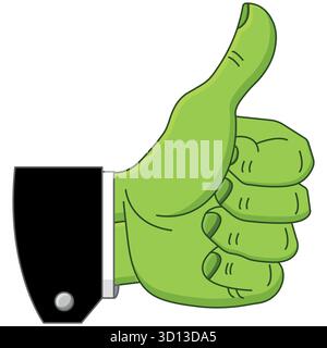 Hand im Frankenstein-Stil mit Daumen nach oben, Grafikelement im Halloween-Design Stock Vektor