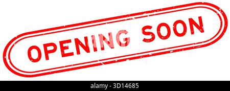 Grunge rote Öffnung bald Wort Gummisiegelstempel auf weißem Hintergrund Stock Vektor