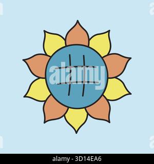 Ein einfaches, elegantes Symbol einer Sonnenblume, ein Schlüsselsymbol für die Herbsternte und die Sommersaison. Diese Illustration eignet sich perfekt für die Vermittlung von Themen Stock Vektor