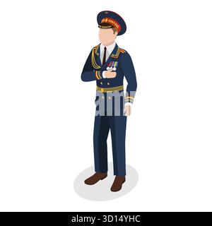 3D Isometrischer flacher Satz von Militärpersonen, Zeichen in Uniform. Punkt 9 Stockfoto