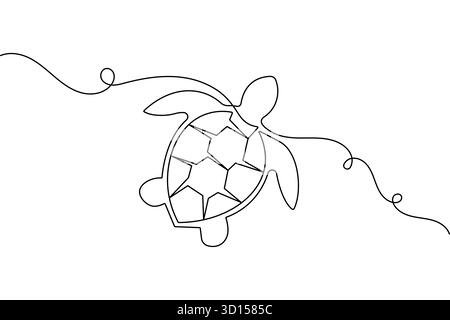 Minimalistischer Schildkrötenumriss in durchgehender einzeiliger Zeichnung isolierter Vektorillustration Stock Vektor
