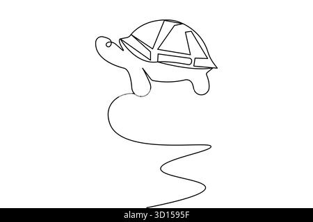 Durchgehende einzeilige Zeichnung der Schildkröte und minimalistischer Stil isolieren die Vektorgrafik der Umrisse Stock Vektor