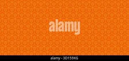 Leuchtendes orangefarbenes geometrisches Muster. Die nahtlose Textur der miteinander verbundenen Sechsecke schafft ein modernes, energiegeladenes Design. Ideal für Hintergründe, Websites, Tex Stock Vektor