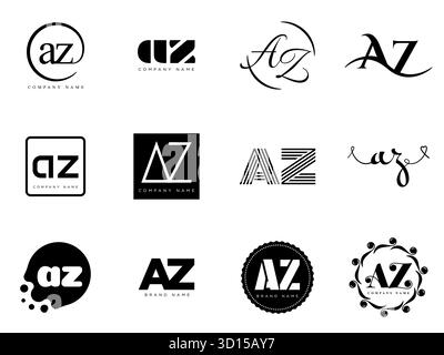 Firmenvorlage des AZ-Logos. Buchstaben A und z. Setzen Sie mit Designelementen verschiedene klassische Serifenschriftarten und modernen, auffälligen Text. Anfängliche Schriftart Stock Vektor