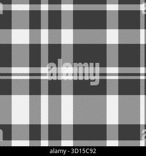 Textur aus Twill-Hintergrund, bezauberndes, nahtloses, kariertes Textil. Längenmuster Vektor-Schottenmuster in grau und weiß Farbpalette. Stock Vektor