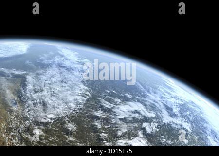 Mutter Erde Blick aus dem Weltall, Computer Graphics. In der Nähe von Raum über dem Boden Stockfoto