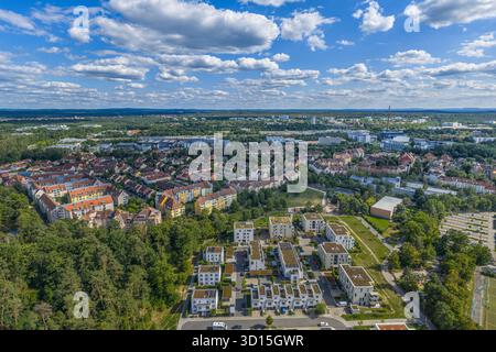 Luftaufnahme des Metropolraums Nürnberg, Blick auf SüdNürnberg im Langwasser-Bezirk Stockfoto