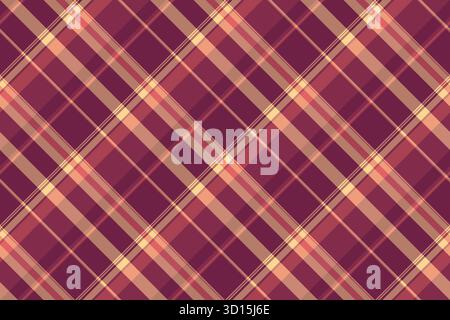 Textil mit Schleier-Hintergrund-Textur, kompliziertes Karomuster-Schottenmuster. Couch Check Vektorgewebe nahtlos in roten und rosa Farbpalette. Stock Vektor