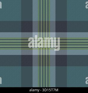 Stylischer, nahtloser Hintergrund mit strukturiertem Check-Muster im Wohnzimmer. Essensstoff Textil-Schottenvektor in Pastellfarben und Zyan Farbpalette. Stock Vektor