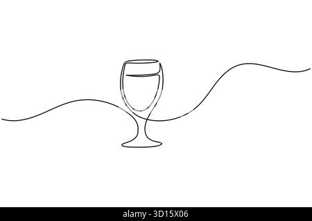 Sektgläser toasten durchgehende, einzeilige Zeichnung minimalistischer Feier-Illustration Stock Vektor