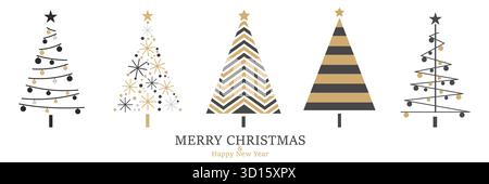 Sammlung von Weihnachtsbäumen. Bunte Vektorillustration Stock Vektor