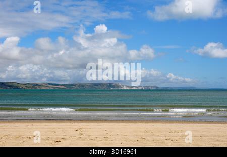 Der Blick vom Sandstrand von Weymouth. Stockfoto
