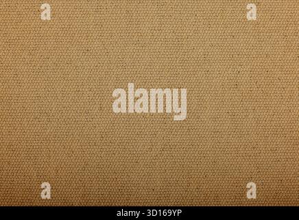 Beige und braune gewebte Leinwand zeigt detaillierte rustikale Textur und sichtbare Fäden, natürlicher Hintergrund im Sackleinen-Stil, ideal für Stockfoto