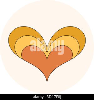Retro Groovy Heart Seal Aufkleber Stock Vektor