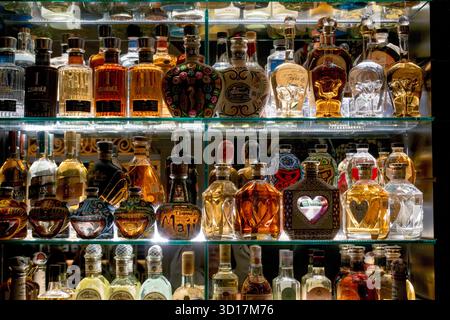Verschiedene Tequila-Flaschen in einer Bar in Mexiko Stockfoto