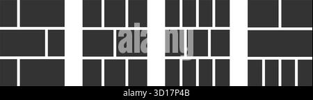 Satz von neuen grafischen Seitenvorlagen. Anime-Comic-Tafeln isoliert auf weißem Hintergrund. Grids für Manga Storyboard. Layouts für Fotocollage, Magazin, Poster oder Stimmbrett. Vektorabbildung. Stock Vektor