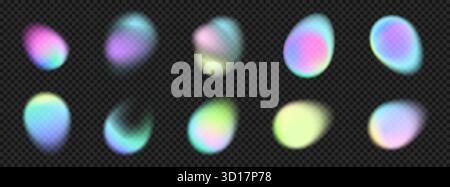 Neon Gradient Fluid Elements Kollektion mit dynamischen Formen und holografischem Glanz für y2k Stock Vektor