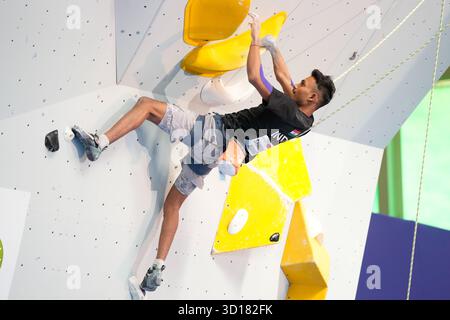Iizuka Japan. Oktober 2025. Sankhadip Manna (IND), 26. OKTOBER 2025 - Para Climbing : Para Climbing Final im Iizuka Sports Resort das Retreat während des IFSC Climbing Grand Finals Fukuoka 2025 in Iizuka Japan. Quelle: SportsPressJP/AFLO/Alamy Live News Stockfoto
