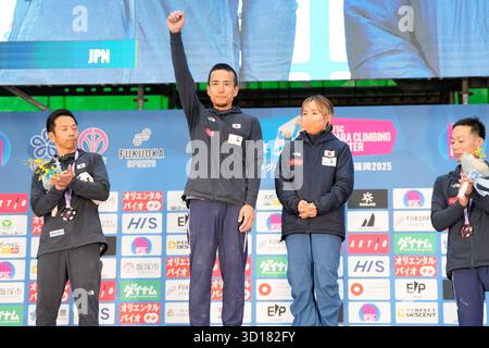 Iizuka Japan. Oktober 2025. Shingo Kurosawa (JPN), 26. OKTOBER 2025 - Para Climbing : Gruppe B Medaillenzeremonie im Iizuka Sports Resort The Retreat während des IFSC Climbing Grand Finals Fukuoka 2025 in Iizuka Japan. Quelle: SportsPressJP/AFLO/Alamy Live News Stockfoto