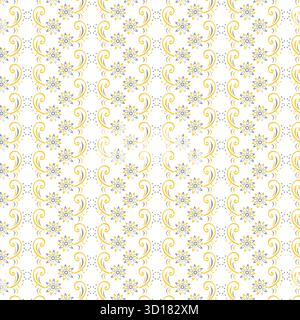 Zartes Blumenmuster mit dezenten Grün- und Gelbtönen auf einem sauberen weißen Hintergrund isoliert auf weißem Hintergrund Stock Vektor