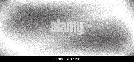 Rauschmuster Gradient. Hintergrund mit Körnung. Abstrakte Dotwork-Textur in Grunge. Verblasste schwarz-weiße Halbtonabdeckung. Punktabstufung. Vektorverst Stock Vektor